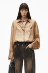 alexander wang distressed brown overdye low-rise balloon jeans with front to back zip