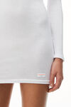 alexander wang white long sleeve loungewear dress in ribbed cotton jersey