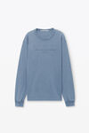 alexander wang washed vintage blue glitter puff logo long-sleeve tee in cotton