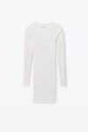 alexander wang white long sleeve loungewear dress in ribbed cotton jersey