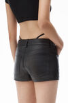 alexander wang black leather mini skort with pre-styled diamante-trim g-string