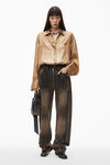 alexander wang distressed brown overdye low-rise balloon jeans with front to back zip