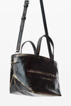 alexander wang black/ cream punch small tote bag in brushed-effect leather