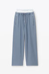 alexander wang washed vintage blue wide leg sweatpants with pre-styled logo brief waistband