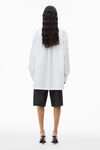 alexander wang white button up boyfriend shirt in compact cotton with apple logo patch