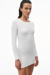 alexander wang white long sleeve loungewear dress in ribbed cotton jersey