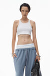 alexander wang washed vintage blue wide leg sweatpants with pre-styled logo brief waistband