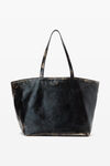 alexander wang black/ cream punch tote bag in brushed-effect leather