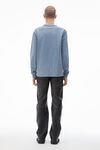 alexander wang washed vintage blue glitter puff logo long-sleeve tee in cotton