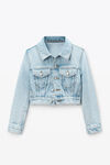 alexander wang bleach shrunken trucker jacket in comfort stretch denim