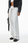 alexander wang light heather grey wide leg sweatpants with pre-styled logo brief waistband