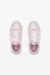 alexander wang white/pink puff pebble leather sneaker with logo