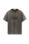 Distressed Skyline T-Shirt in Sueded Cotton Terry