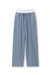 alexander wang washed vintage blue wide leg sweatpants with pre-styled logo brief waistband