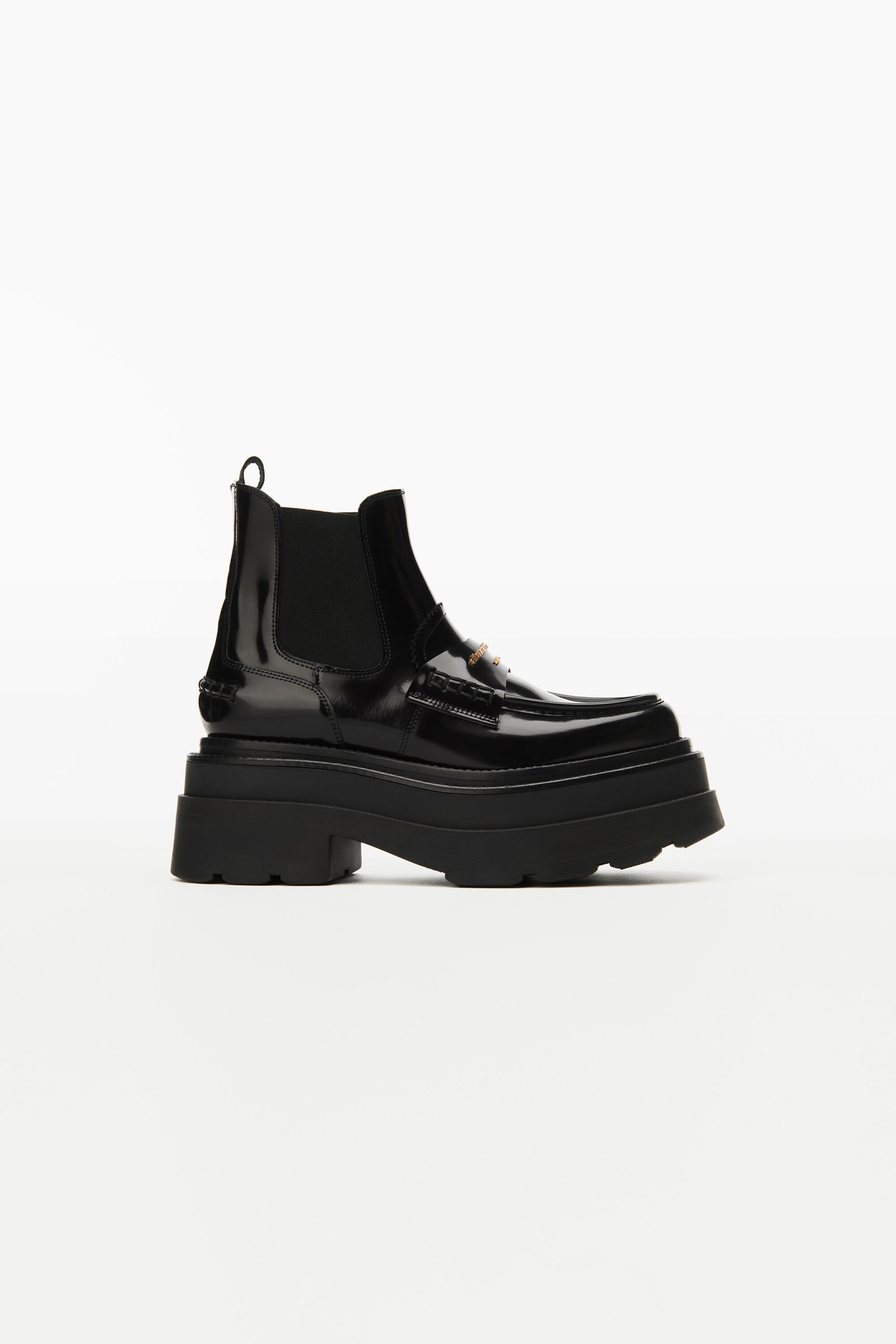 CARTER PLATFORM LOAFER BOOT IN LEATHER in BLACK | alexanderwang®