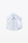 Cropped Sleeveless Button-Up Shirt in Cotton