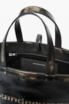 alexander wang black/ cream punch small tote bag in brushed-effect leather