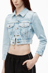 alexander wang bleach shrunken trucker jacket in comfort stretch denim