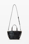 alexander wang black/ cream punch small tote bag in brushed-effect leather