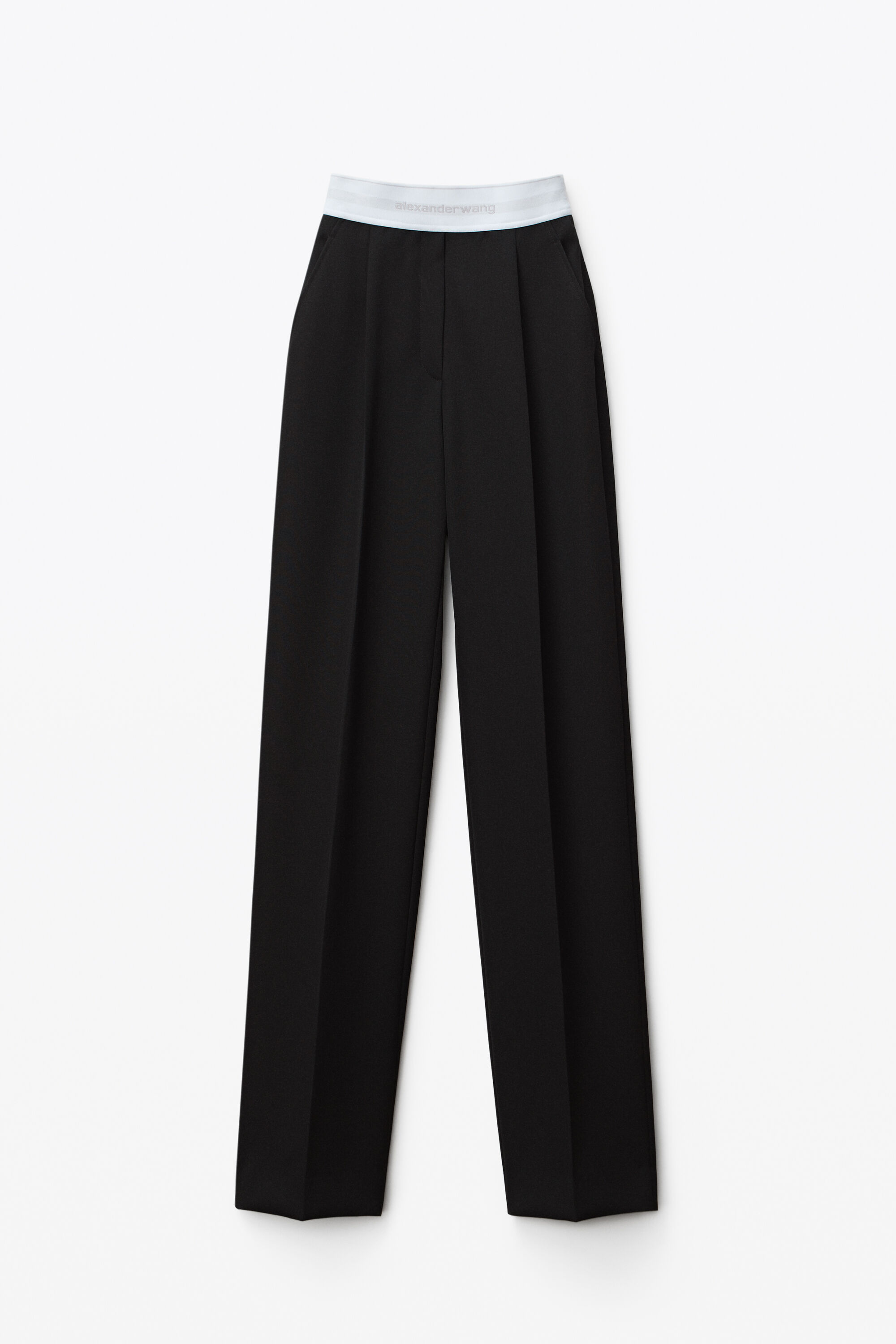 HIGH-WAISTED PLEATED TROUSER IN TWILL in BLACK | alexanderwang®