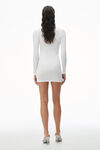 alexander wang white long sleeve loungewear dress in ribbed cotton jersey