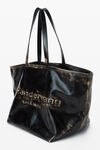 alexander wang black/ cream punch tote bag in brushed-effect leather