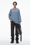 alexander wang washed vintage blue glitter puff logo long-sleeve tee in cotton