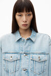 alexander wang bleach zipped sleeve trucker jacket in denim