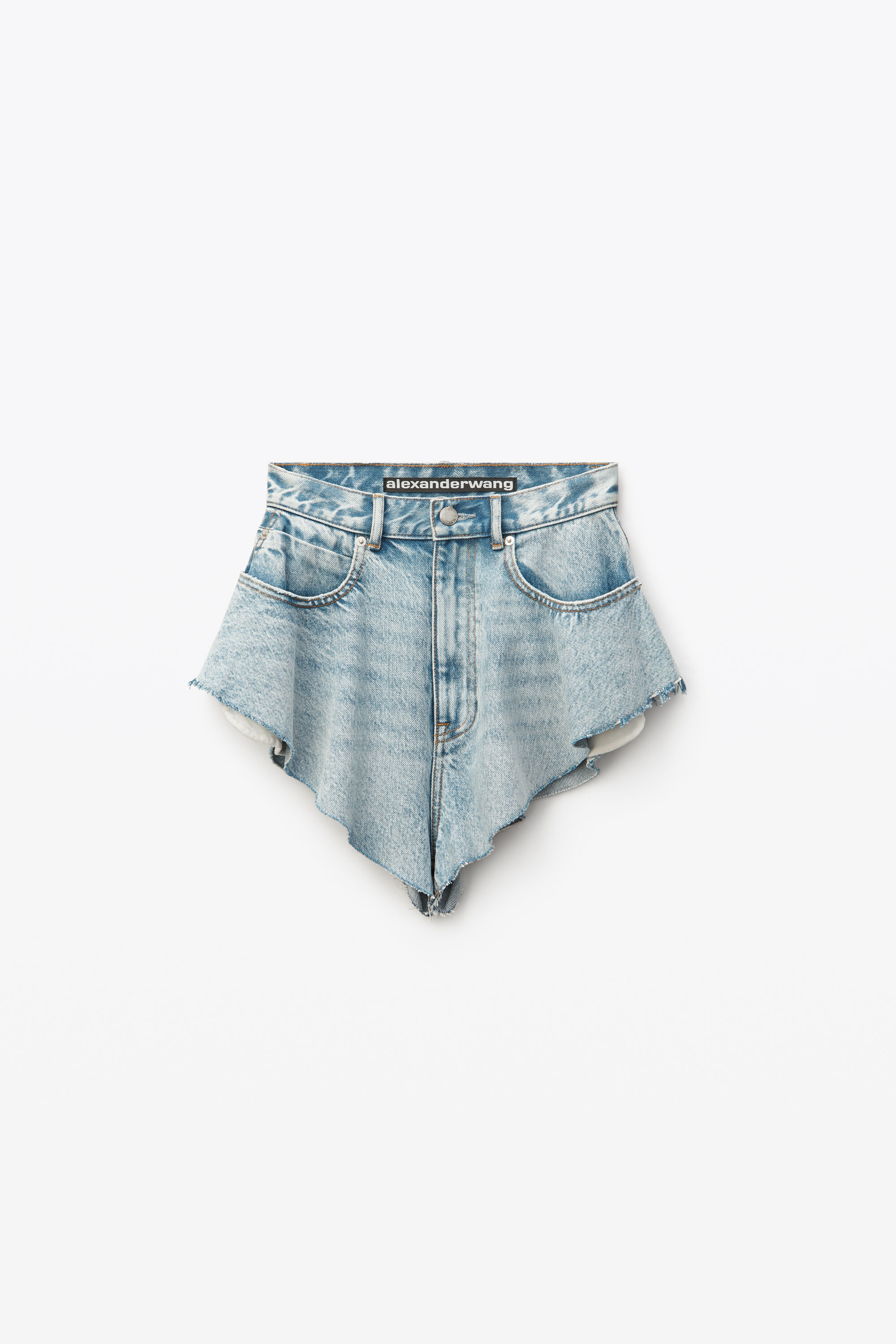 alexander wang ruffled denim shorts