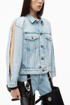 alexander wang bleach zipped sleeve trucker jacket in denim