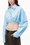 Cropped Drawstring Blouse in Cotton & Crystal Hotfix Poplin
