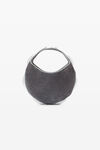 alexander wang asphalt dome circular top-handle bag in trompe-l'oeil denim leather