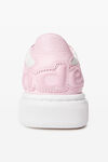 alexander wang white/pink puff pebble leather sneaker with logo