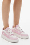 alexander wang white/pink puff pebble leather sneaker with logo