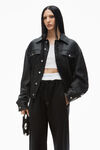 alexander wang black dome circular top-handle bag in calf leather