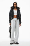 alexander wang light heather grey wide leg sweatpants with pre-styled logo brief waistband