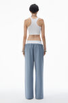 alexander wang washed vintage blue wide leg sweatpants with pre-styled logo brief waistband