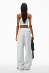 alexander wang light heather grey wide leg sweatpants with pre-styled logo brief waistband