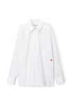 alexander wang white button up boyfriend shirt in compact cotton with apple logo patch