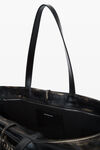 alexander wang black/ cream punch tote bag in brushed-effect leather