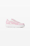 alexander wang white/pink puff pebble leather sneaker with logo