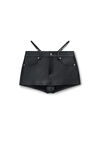 alexander wang black leather mini skort with pre-styled diamante-trim g-string