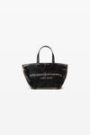 alexander wang black/ cream punch small tote bag in brushed-effect leather