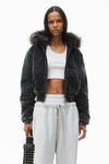 alexander wang light heather grey wide leg sweatpants with pre-styled logo brief waistband