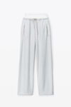 alexander wang light heather grey wide leg sweatpants with pre-styled logo brief waistband