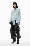 alexander wang bleach zipped sleeve trucker jacket in denim