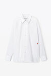 alexander wang white button up boyfriend shirt in compact cotton with apple logo patch